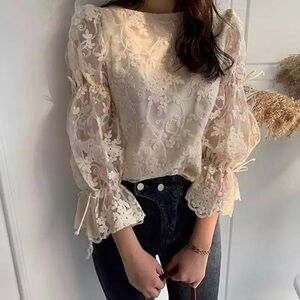 Elegant Lace Blouse - Cream